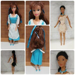 Disney Dolls, Belle & Pocahontas with Original Outfits, Good Condition, Bundle